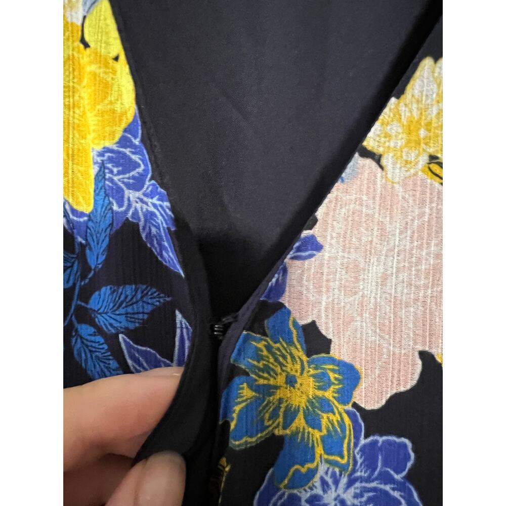 Banana Republic Women's Floral Chiffon Ruffle Wrap Dress Blue Multicolor Size 12 - Picture 5 of 12